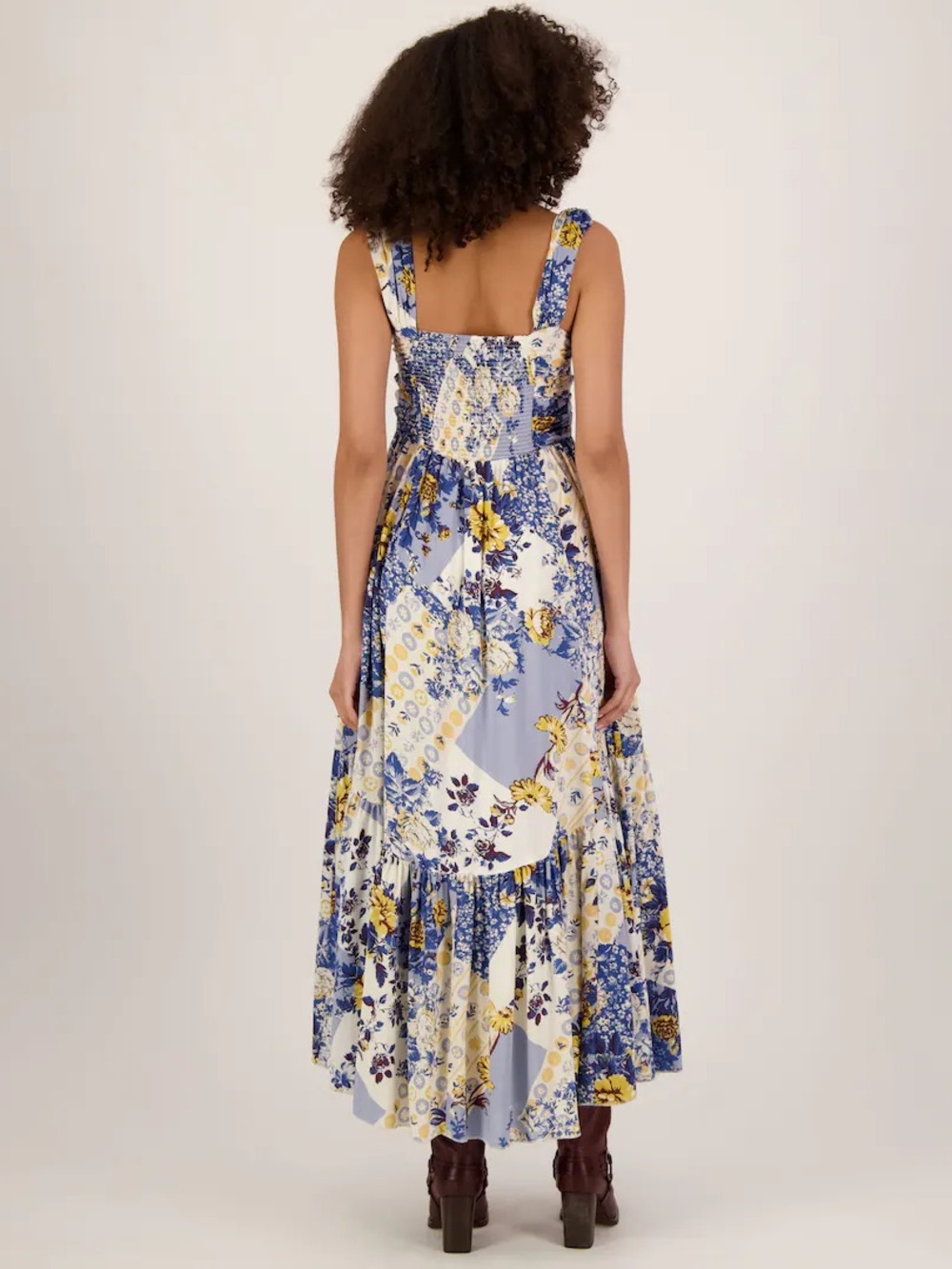 Free People Blue & Yellow Floral Tiered Maxi Dress - Picture 2 of 2